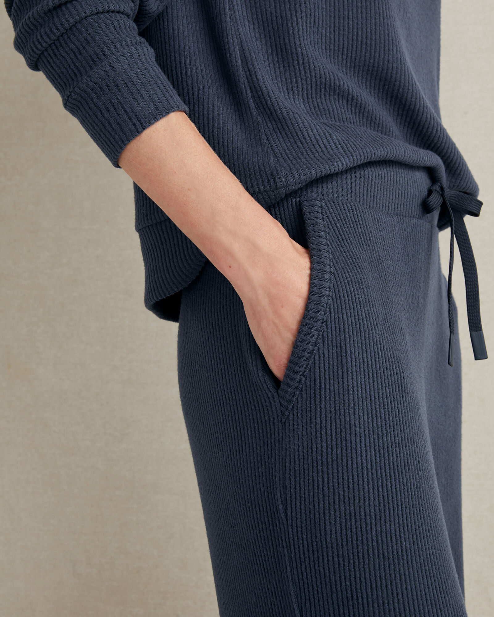 Brushed Rib Knit Wide Leg Pants