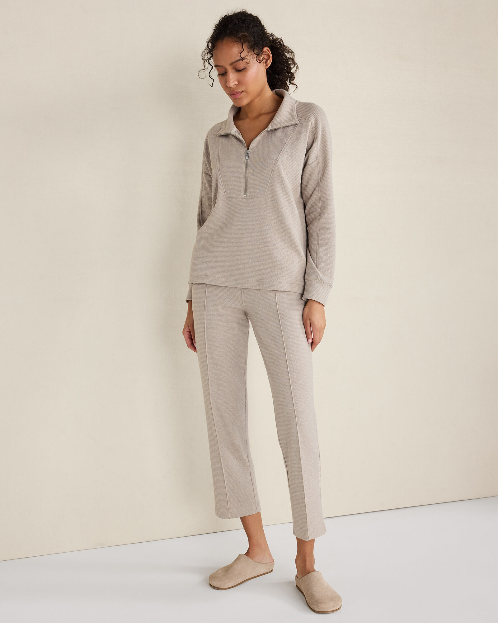 Cotton Blend Ottoman Rib Tapered Pants