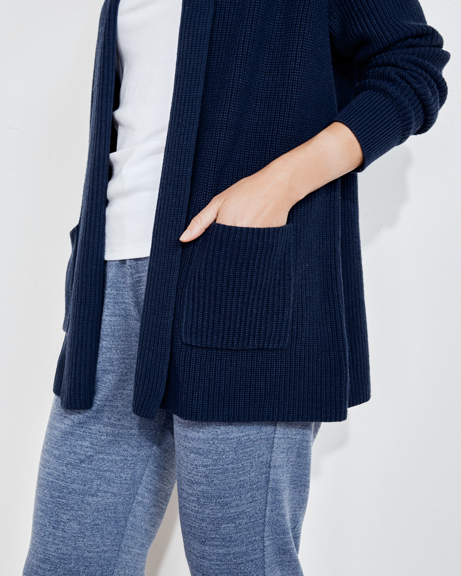 Ribbed pocket open cardigan online