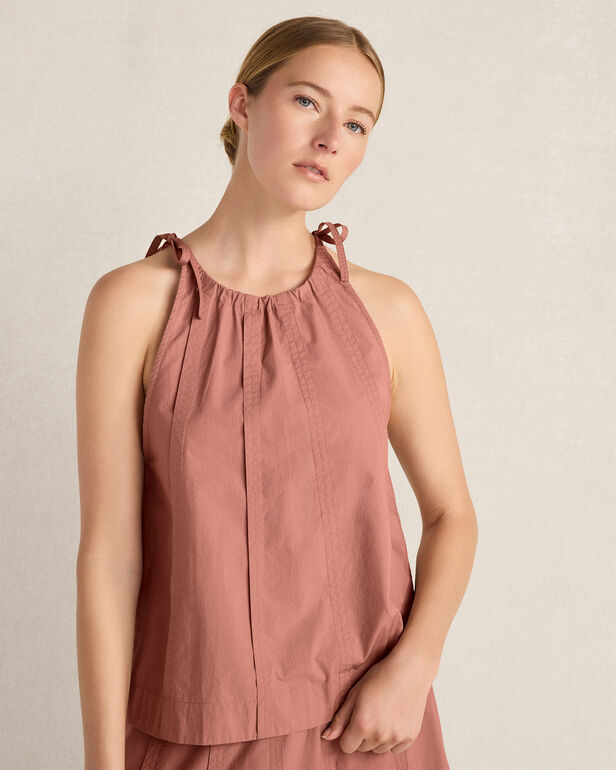 Organic Cotton Poplin High Neck Top