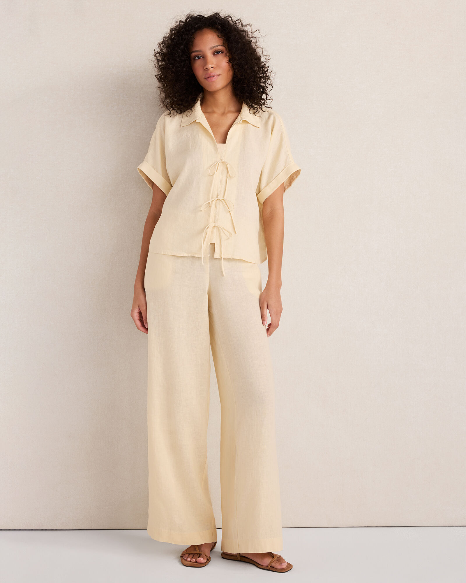Linen Tie-Front Top