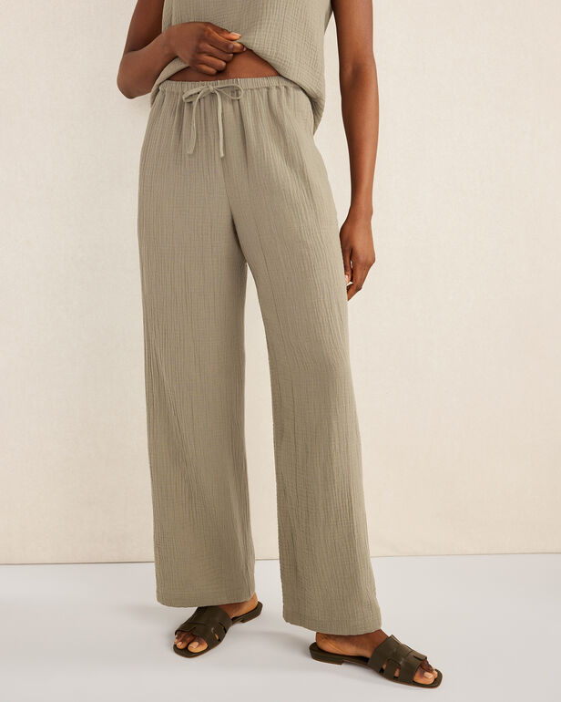 Organic Cotton Gauze Straight Leg Pants