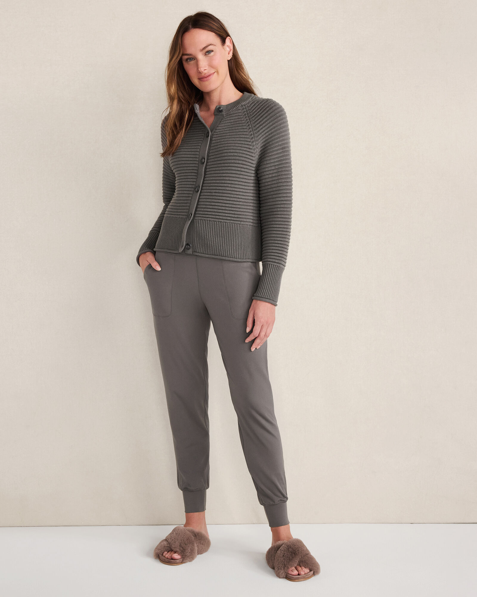 Organic Cotton Horizontal Stitch Cardigan