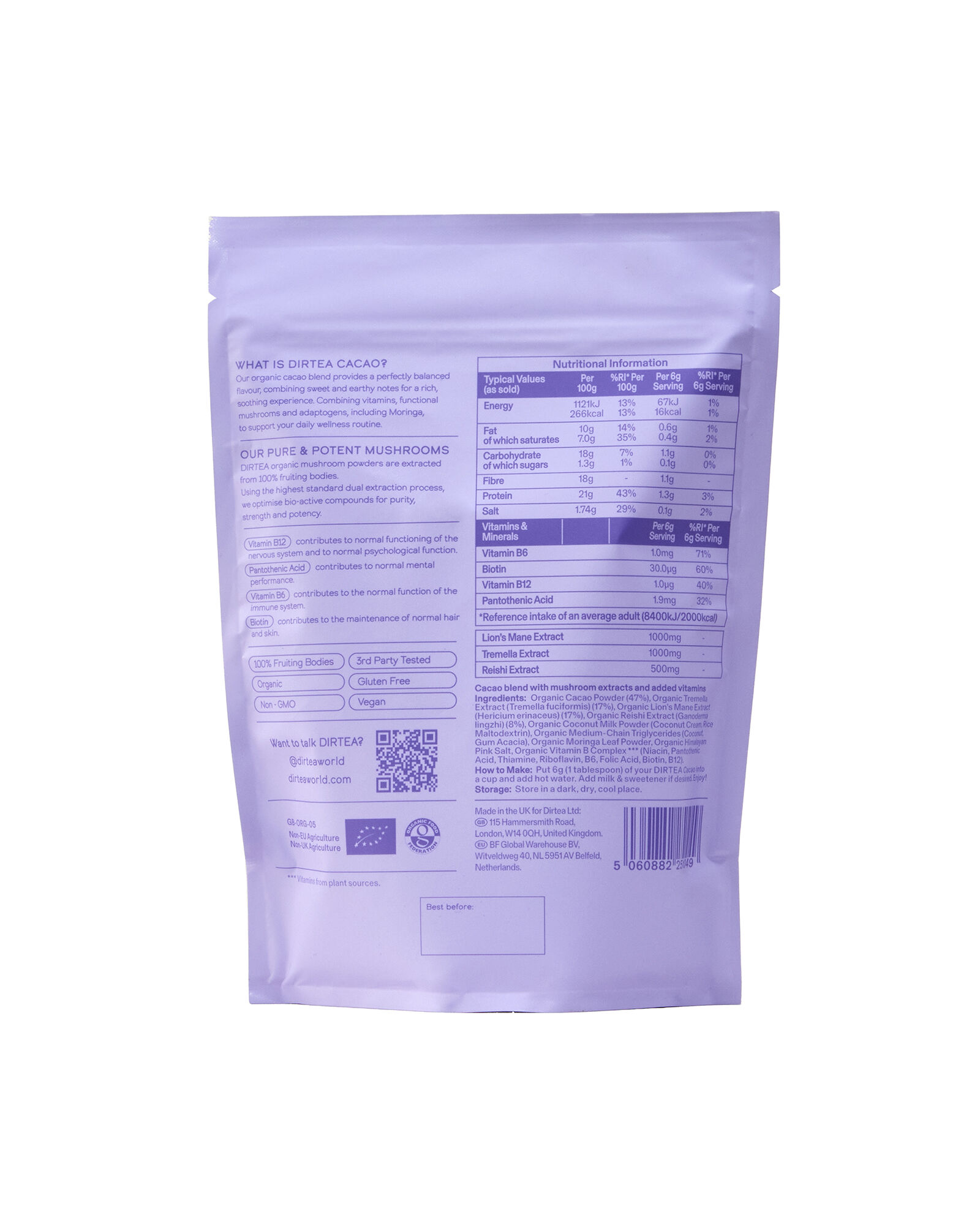 DIRTEA Mushroom Super Blend Cacao