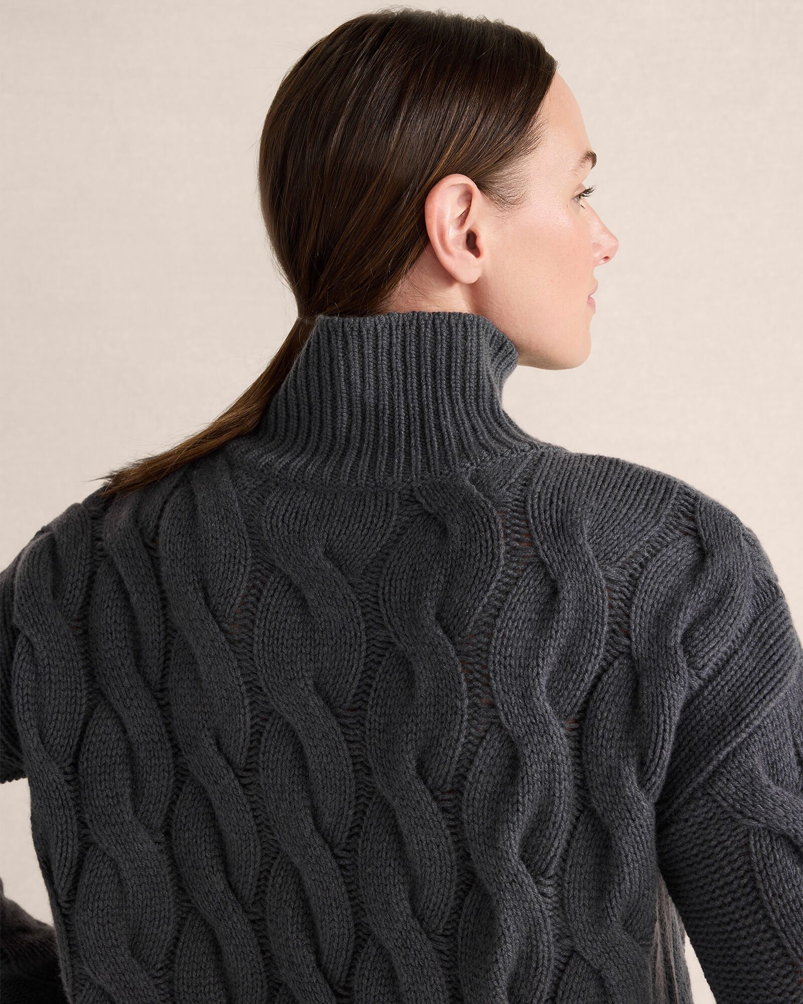 Cashmere Cable Knit Turtleneck Sweater