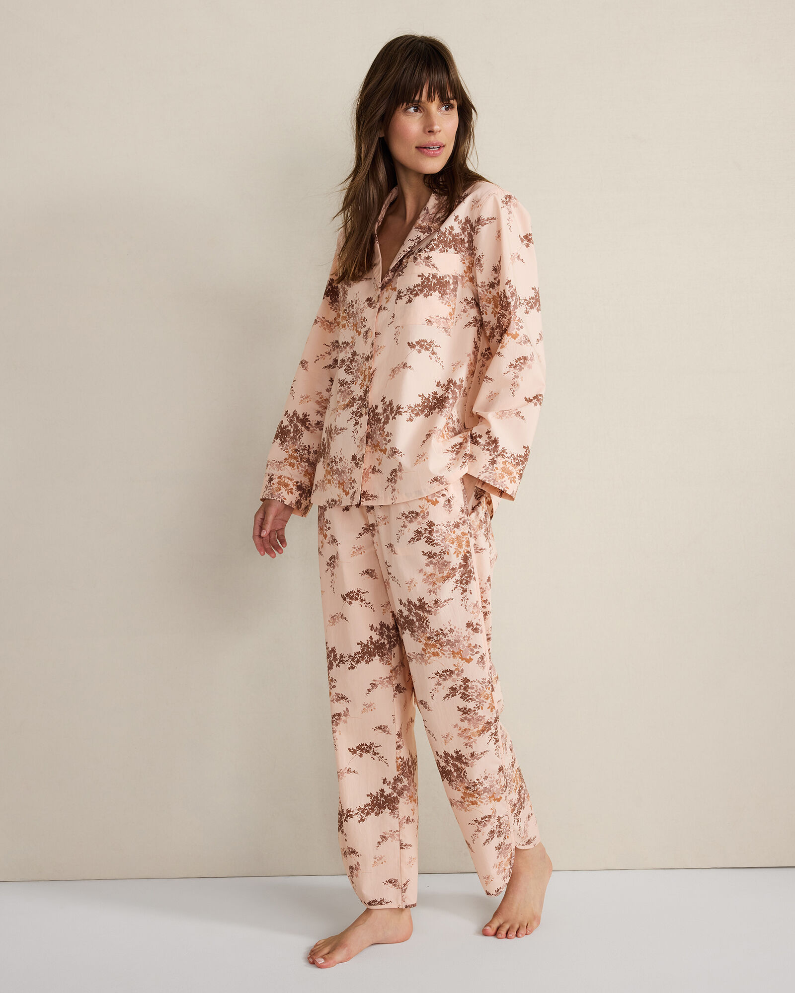 Organic Cotton Poplin Painted Rose Pajama Top