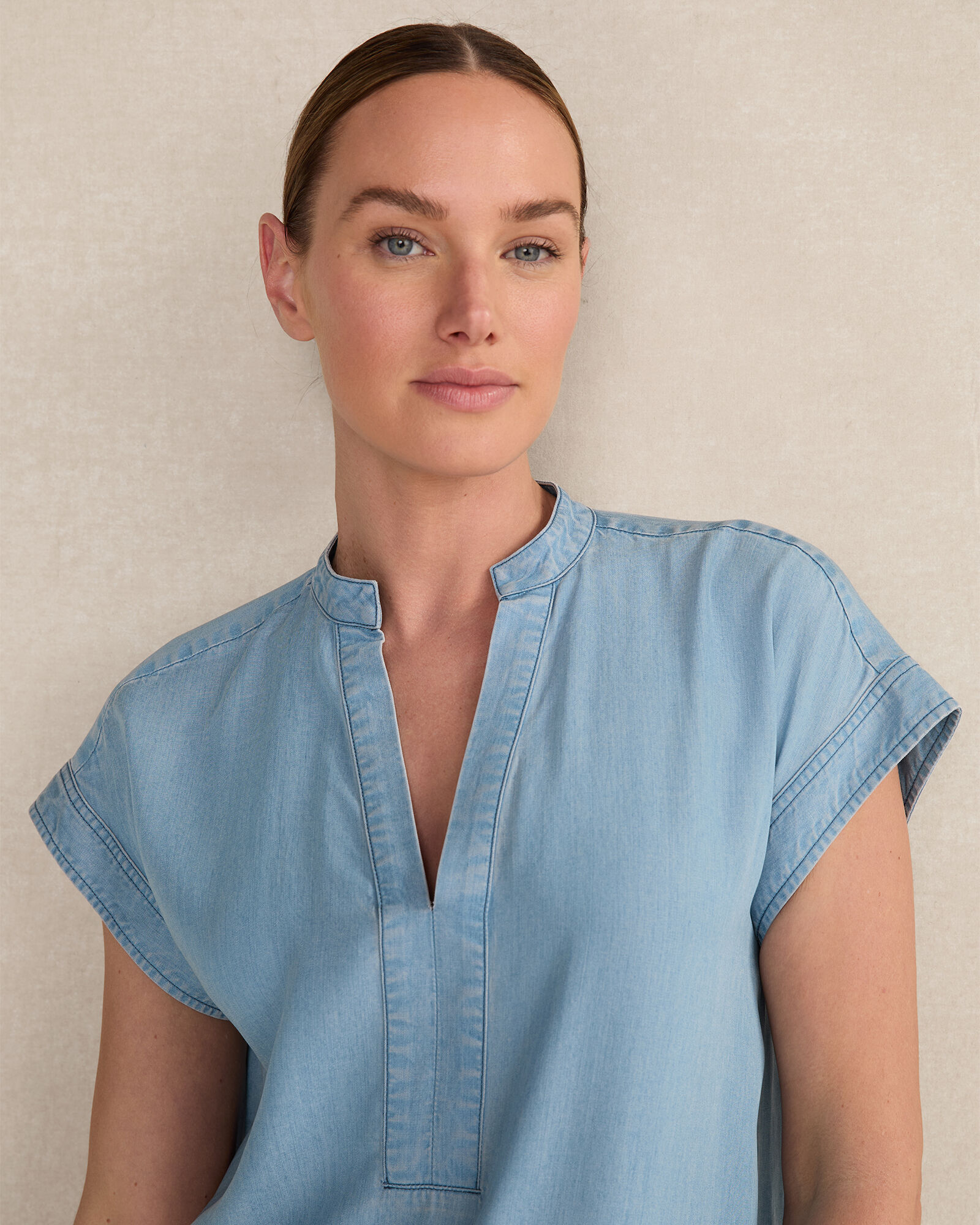 Chambray Short Sleeve Dress