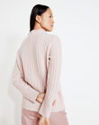 Pure Cashmere Cable Knit Roll Neck Sweater