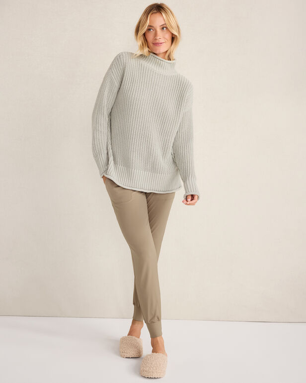 Organic Cotton Shaker Stitch Roll Neck Sweater