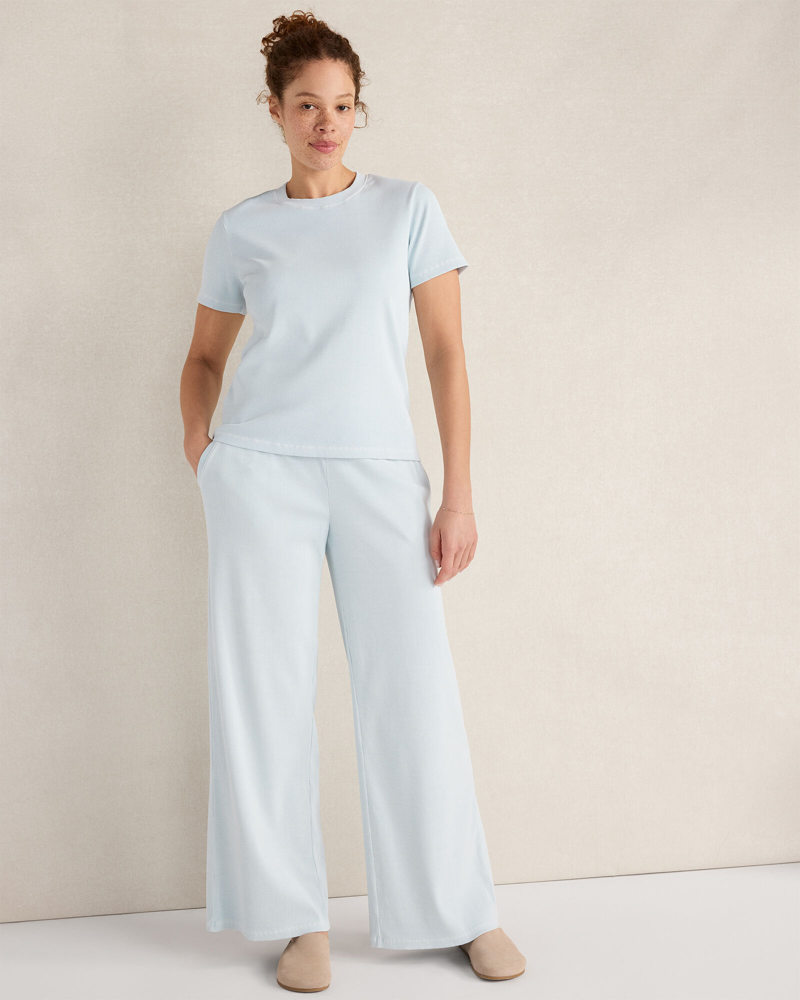 Resti Organic Cotton Rib Knit Wide Leg Pants