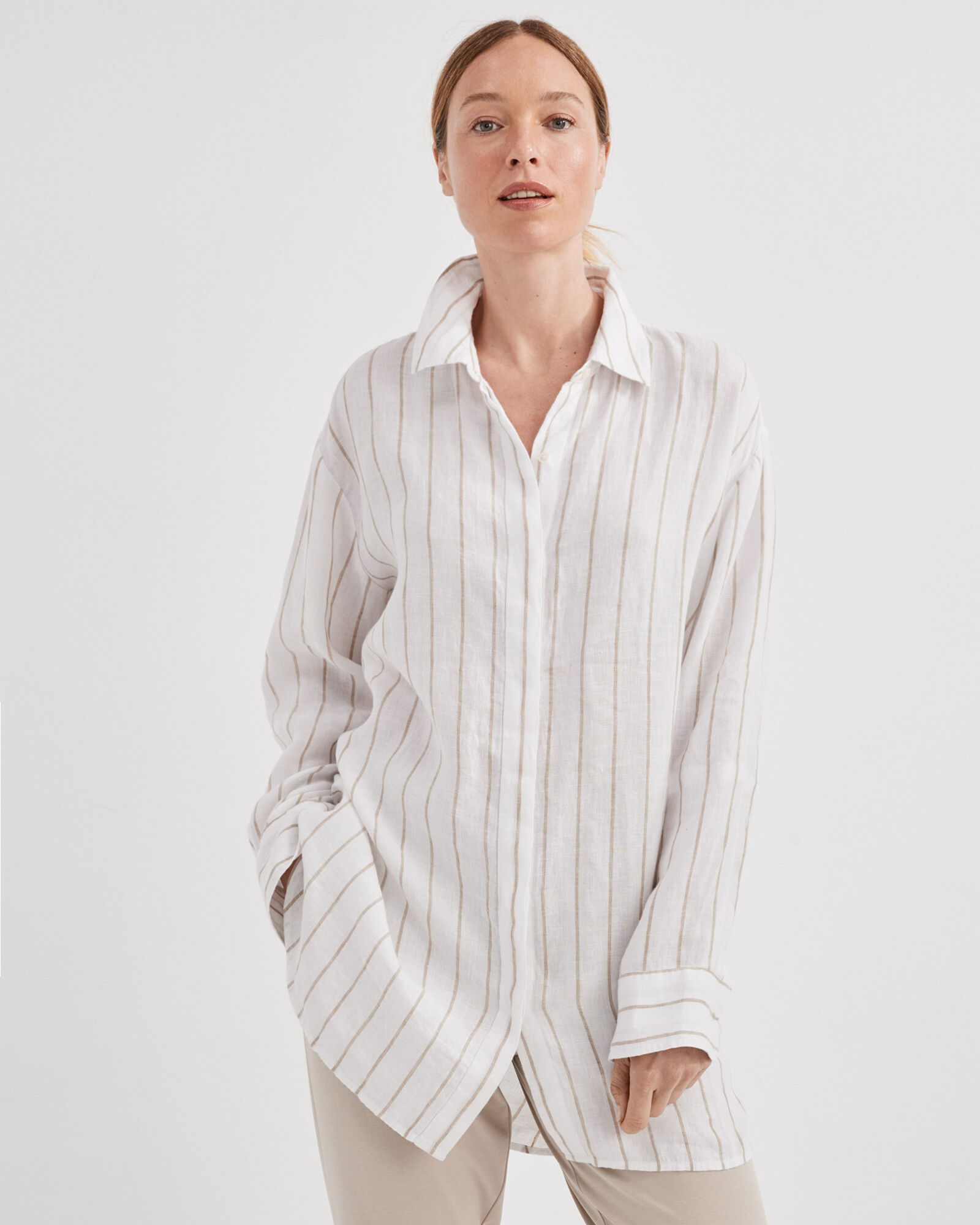 Linen Striped Oversized Shirt | Haven Well Within