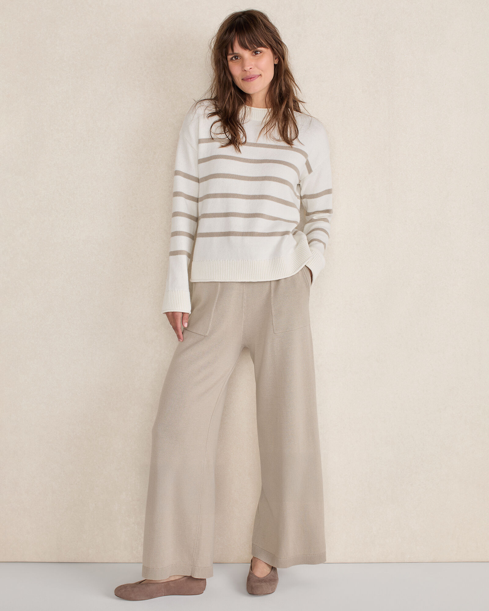 Organic Cotton Stripe Roll Neck Sweater