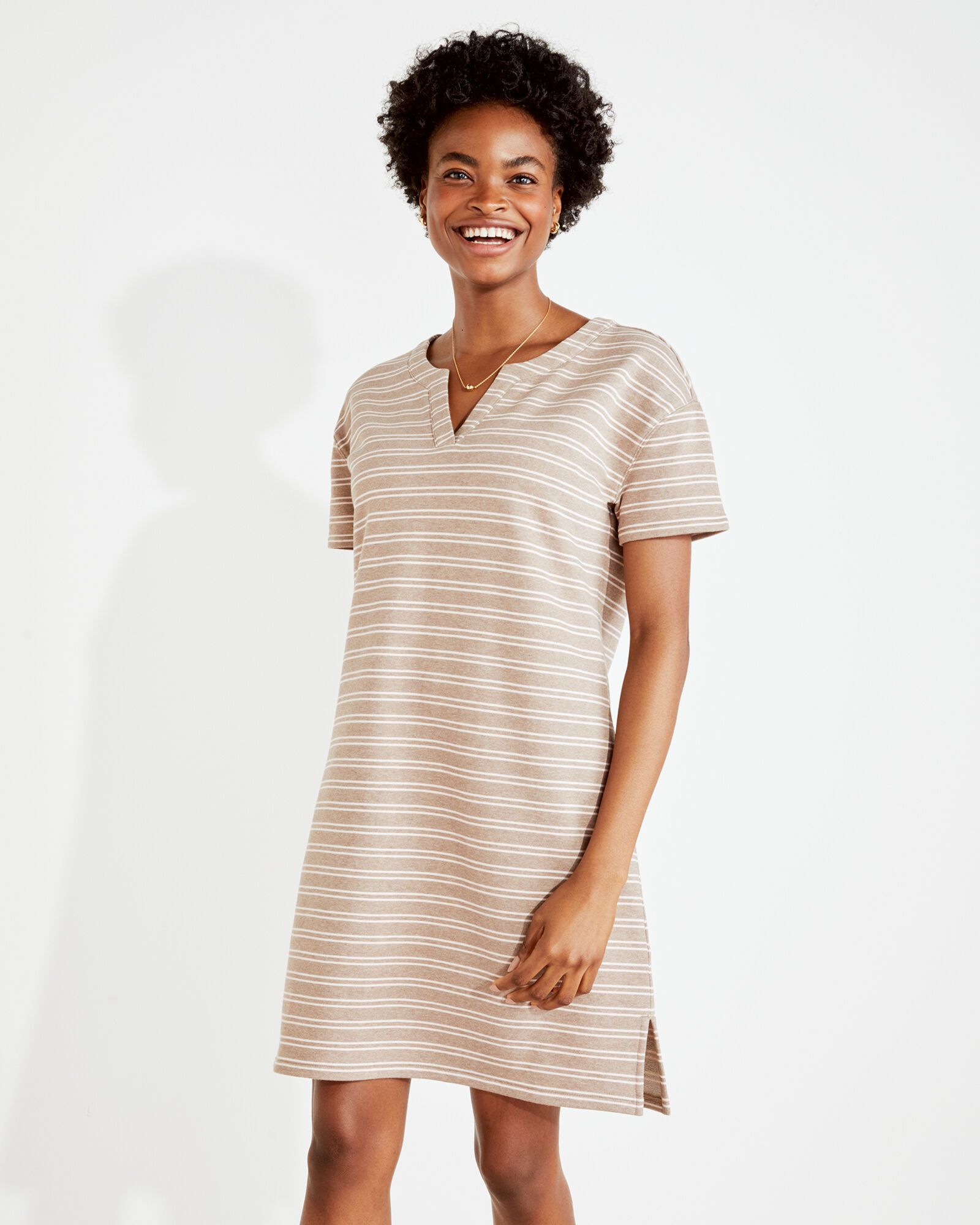 Organic Cotton French Terry Split-Neck Dress