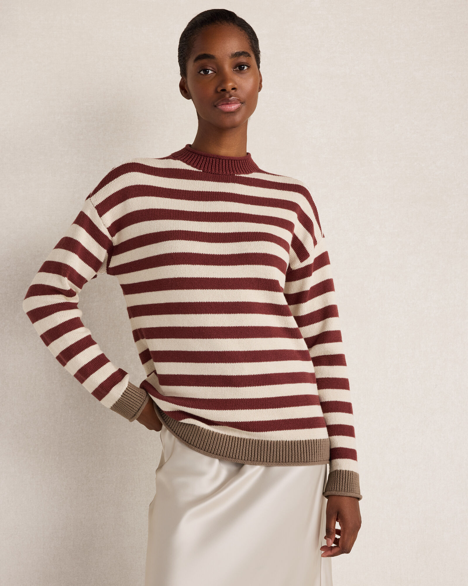 Organic Cotton Heritage Striped Roll Neck Sweater