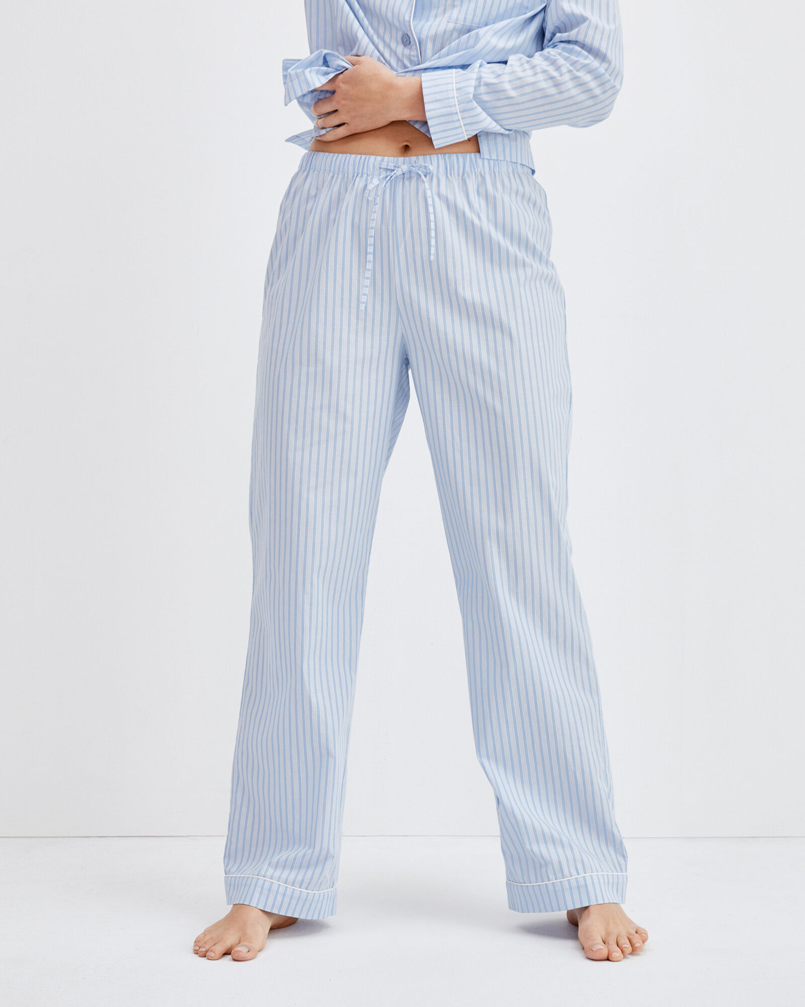 Organic Cotton Poplin Tonal Stripe Sleep Pants