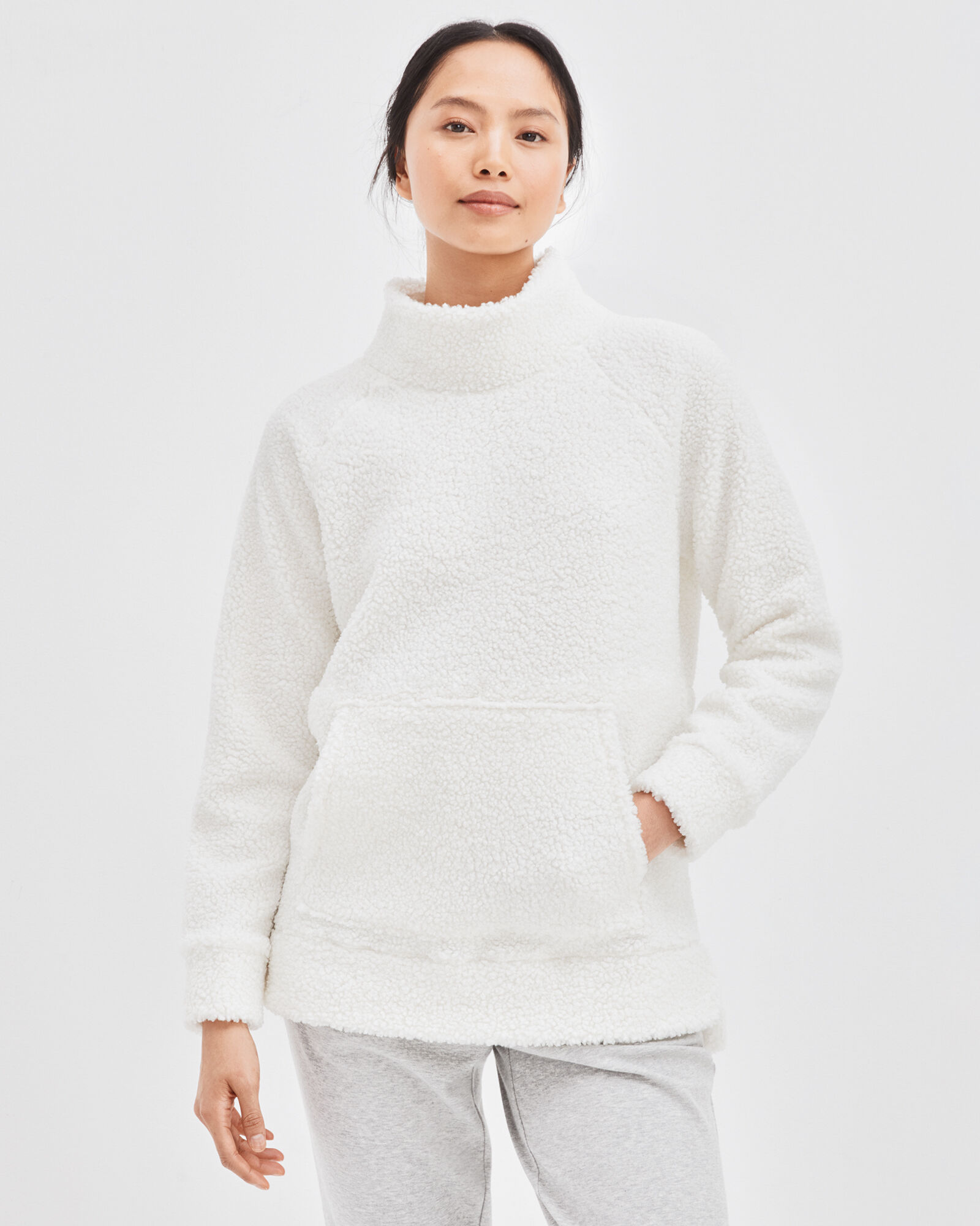 Sherpa funnel neck sweatshirt sales