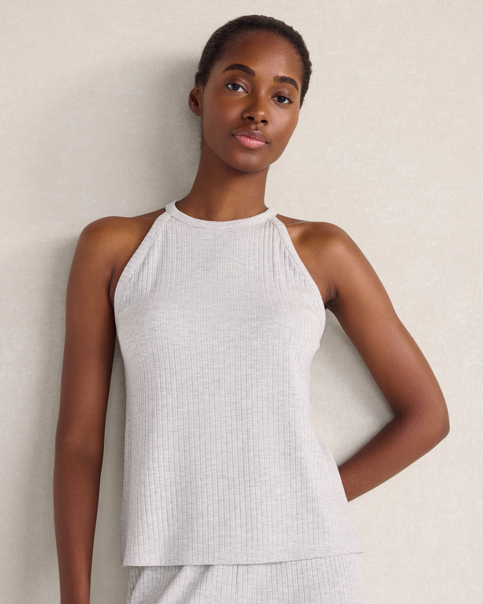 Resti Drapey Rib Knit High Neck Tank