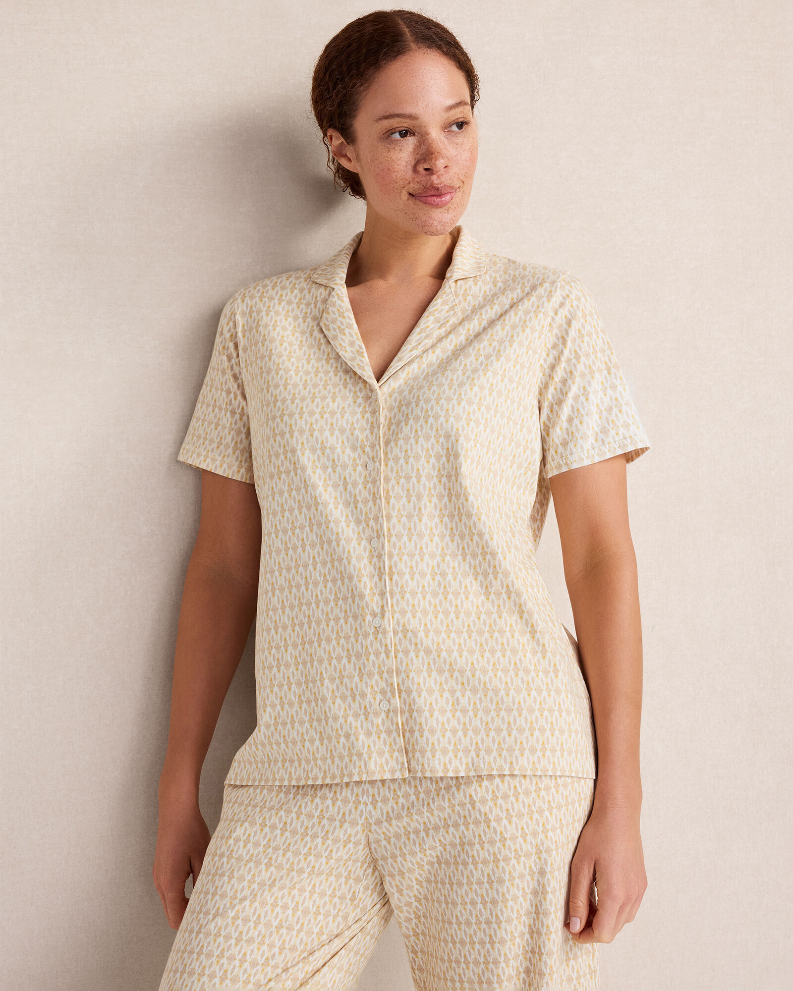Organic Cotton Jersey Ikat Foulard Pajama Top