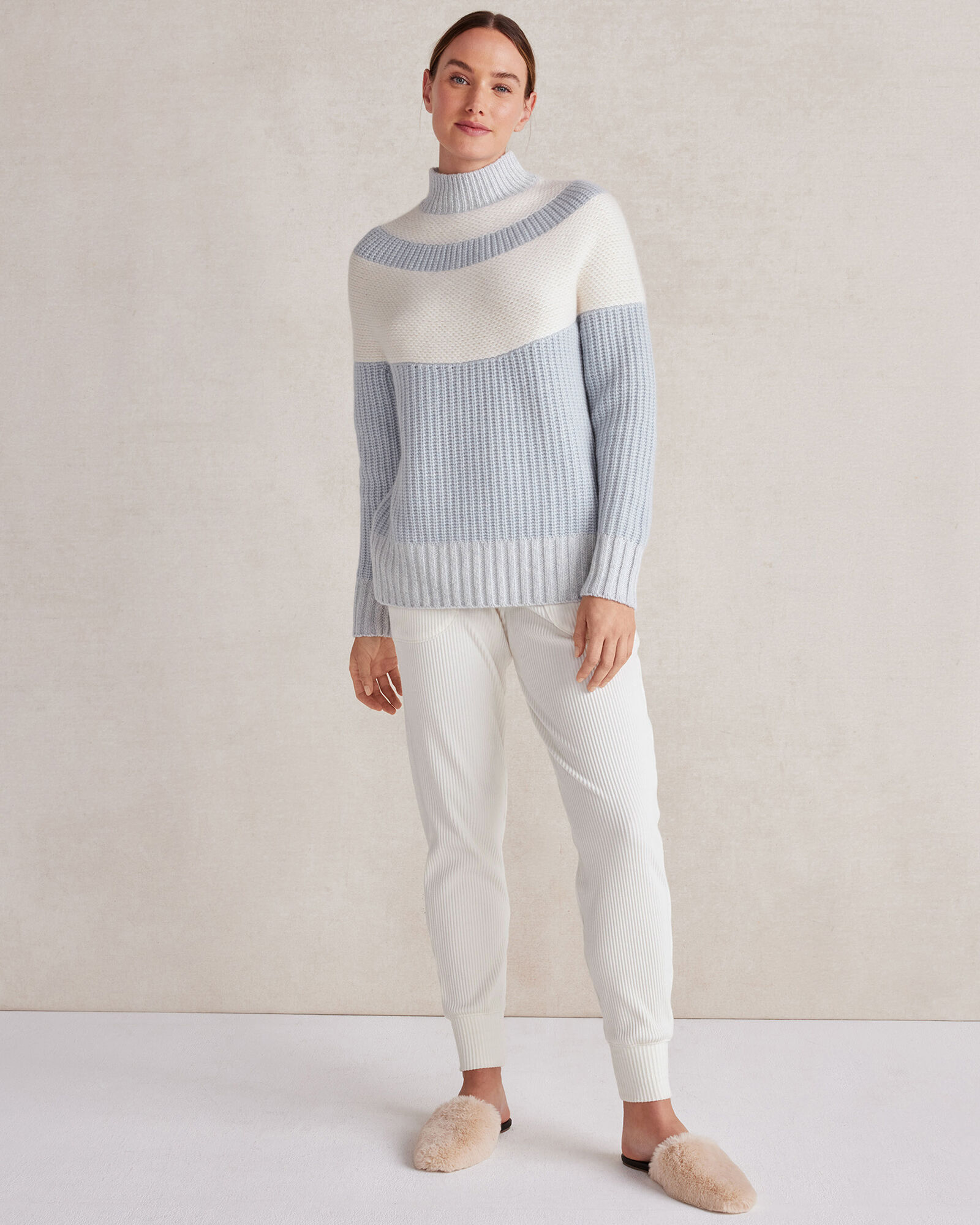 Cashmere Colorblock Yoke Sweater