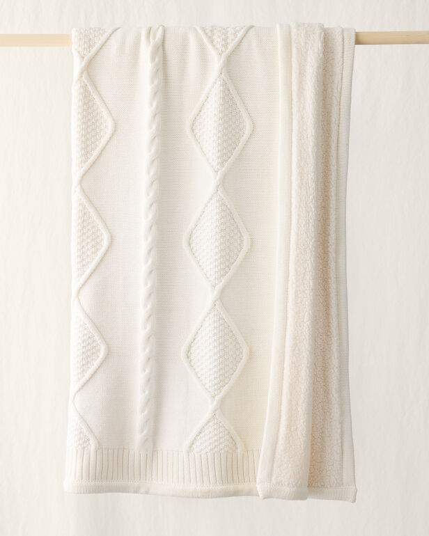 Cotton Cable/Faux Fur Throw