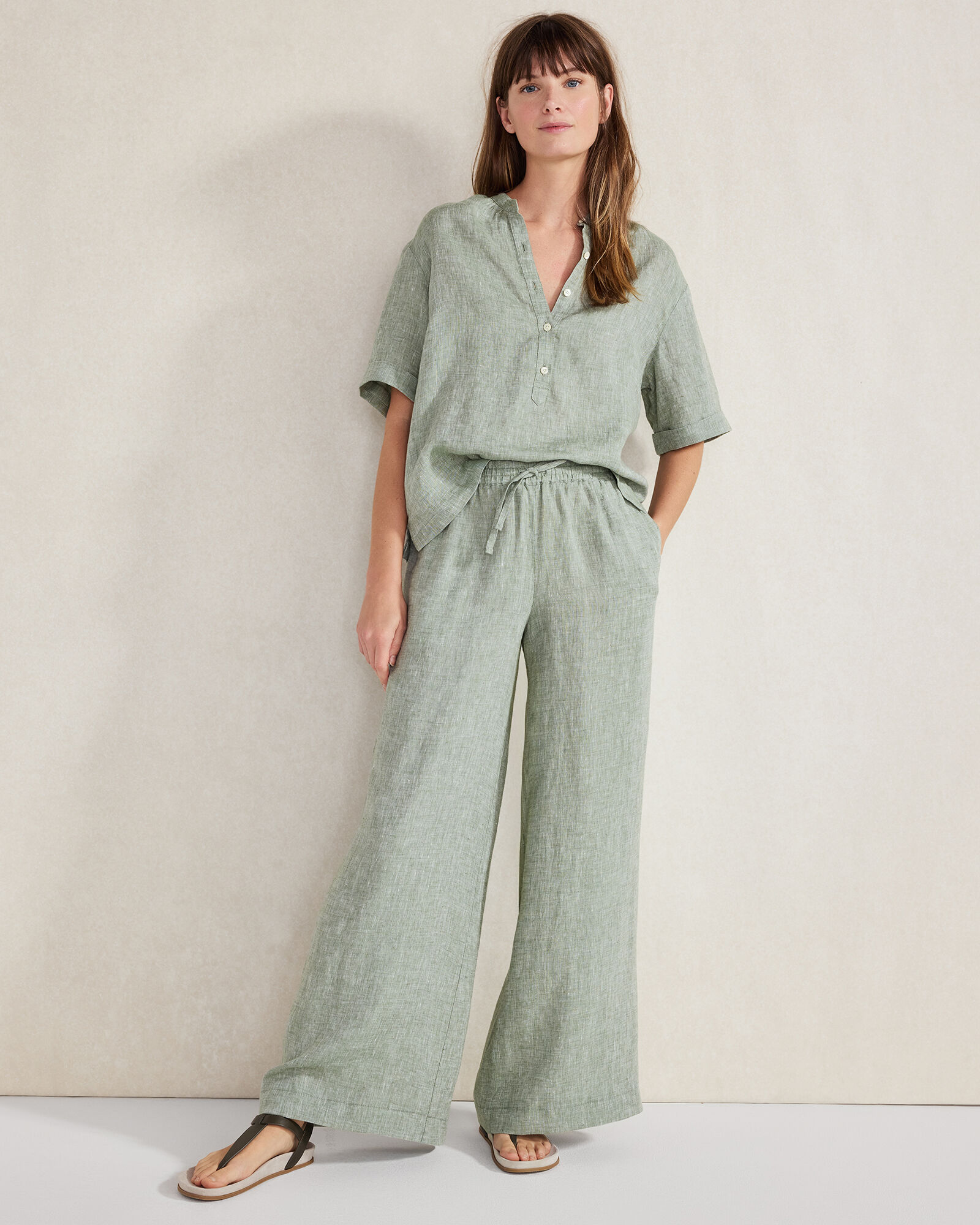 Linen Cuff Sleeve Top