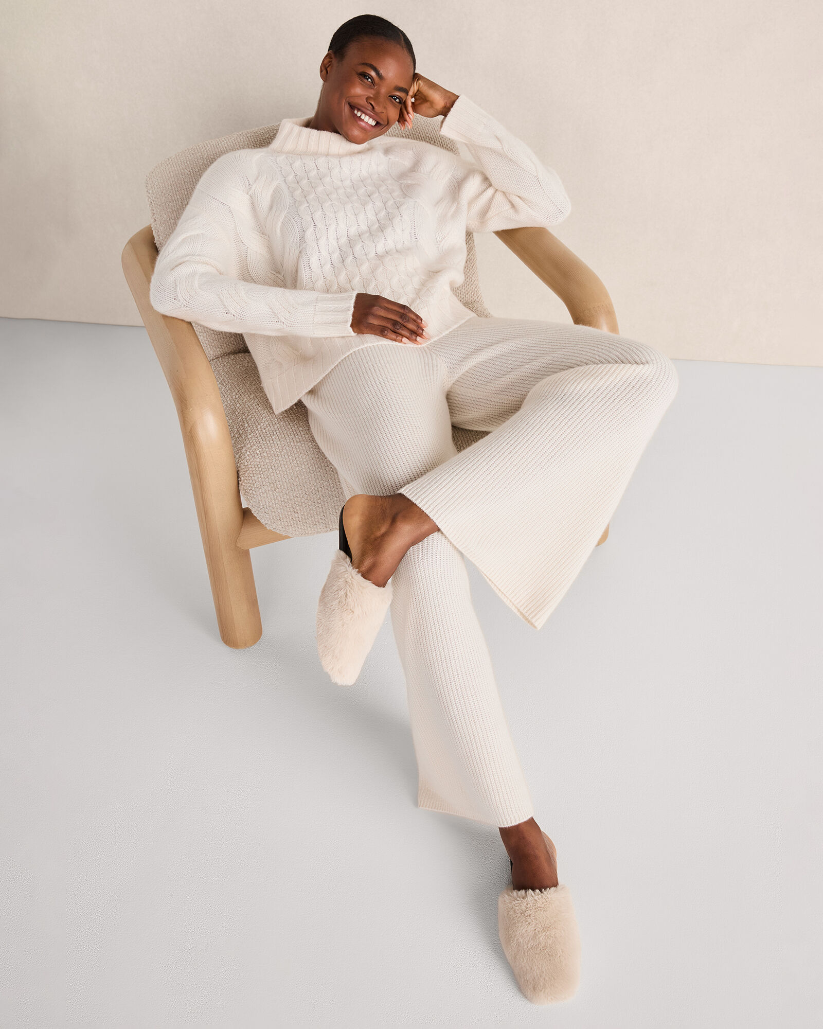 Ribbed knit wide leg pants on sale
