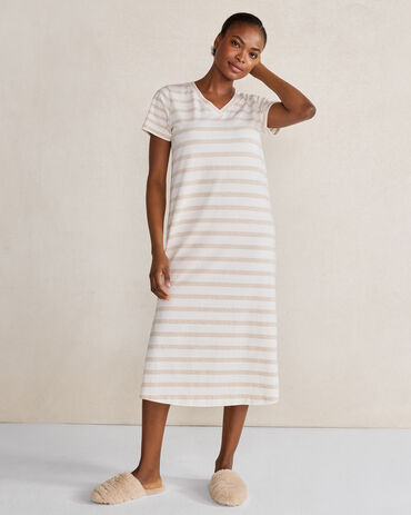 Organic Cotton Jersey Striped Sleep Dress