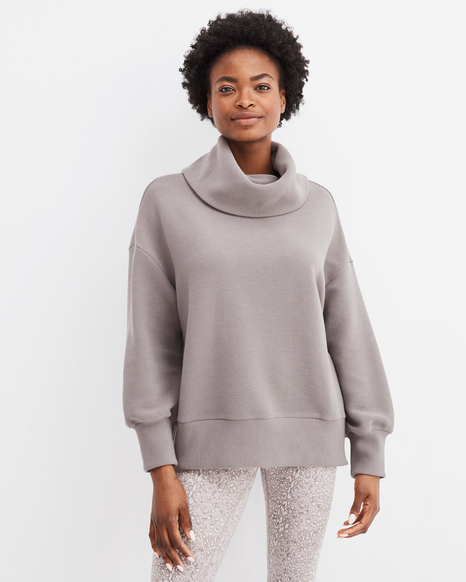 High neck oversized sweatshirt top