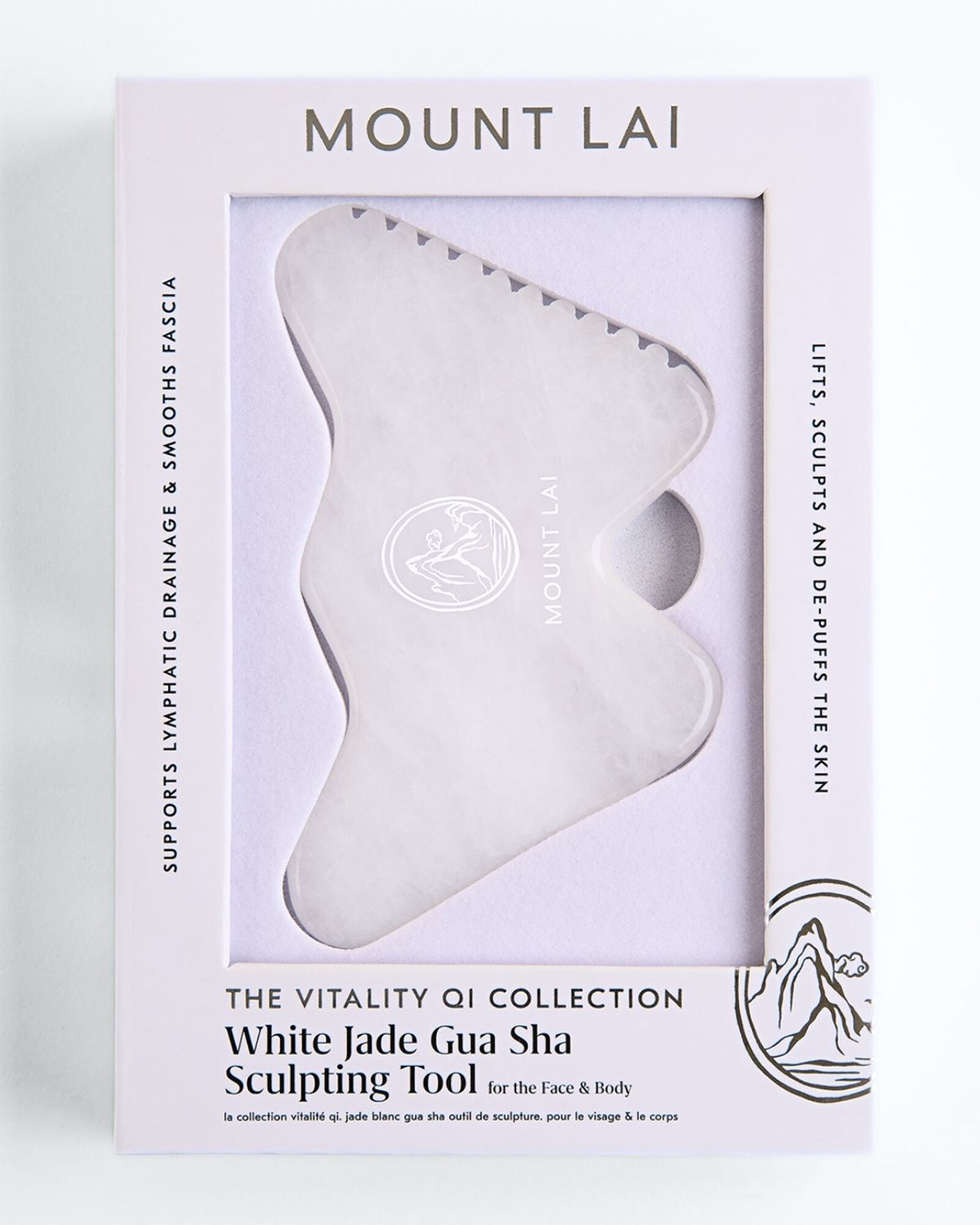 Mount Lai Vitality Qi White Jade Gua Sha Sculpting Tool