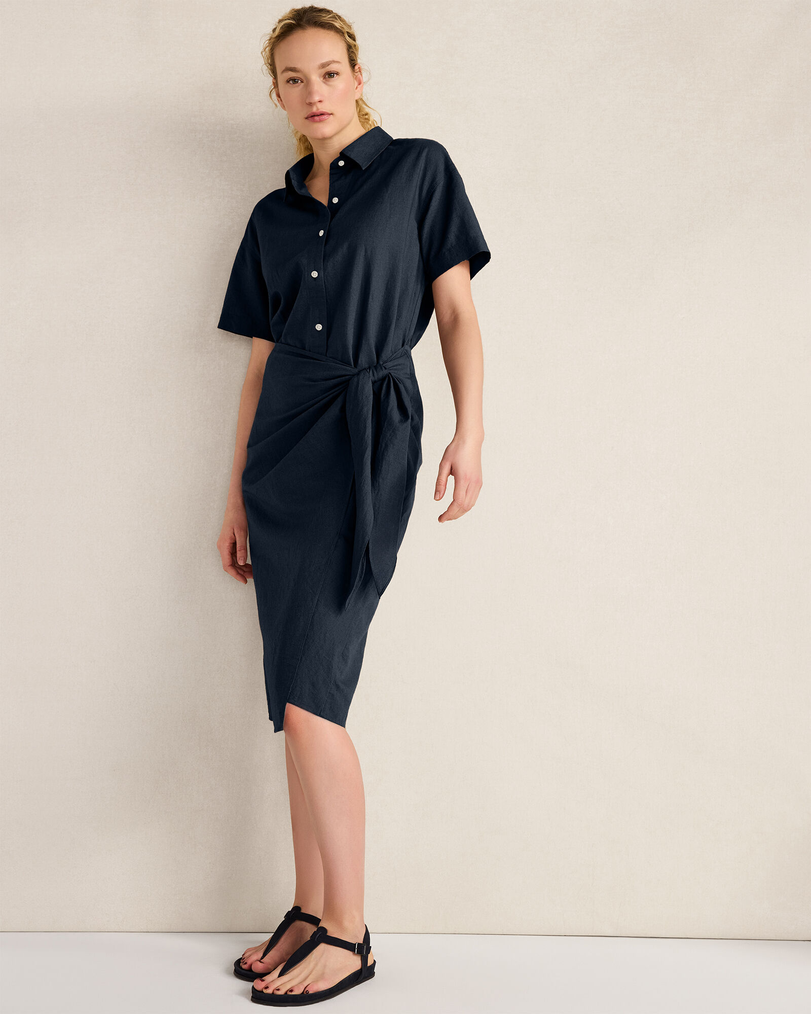 Organic Cotton Linen Wrap Dress