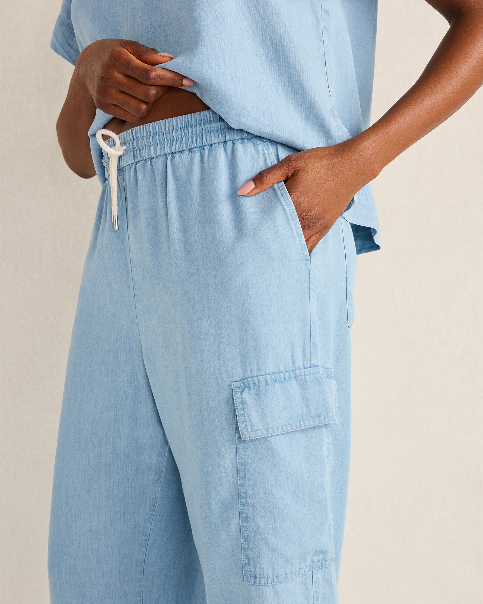 Chambray Cargo Pants
