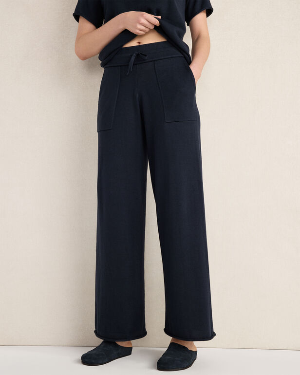 Cotton Knit Wide Leg Pants