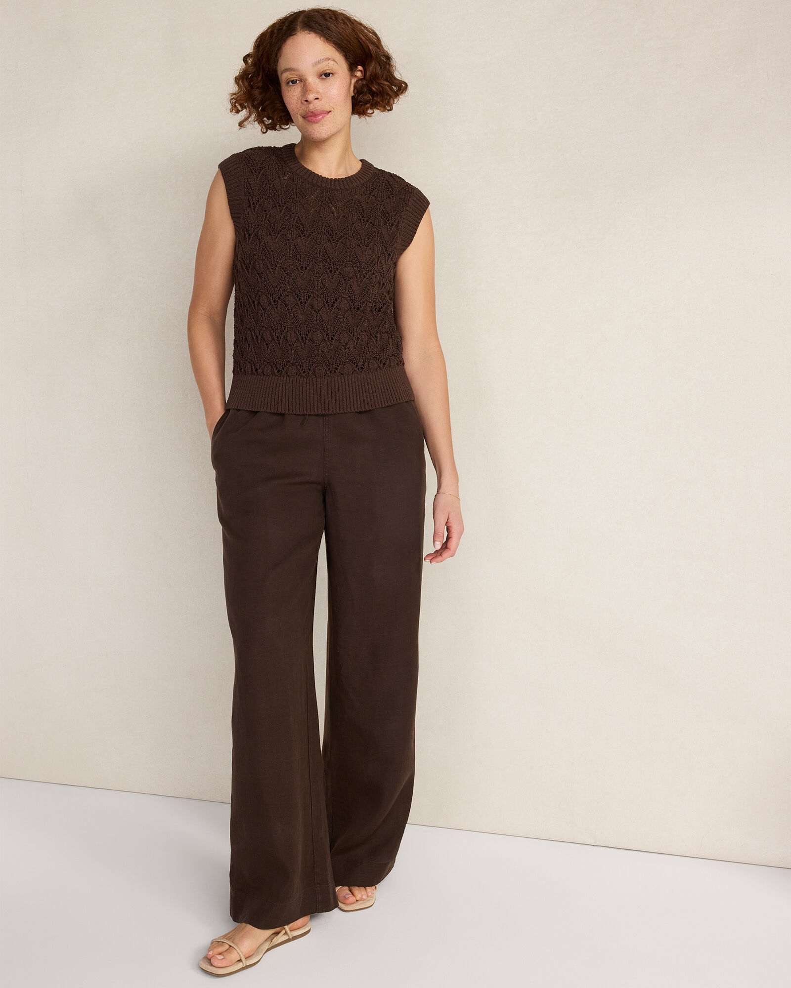 Organic Cotton Chain Pointelle Sweater Vest