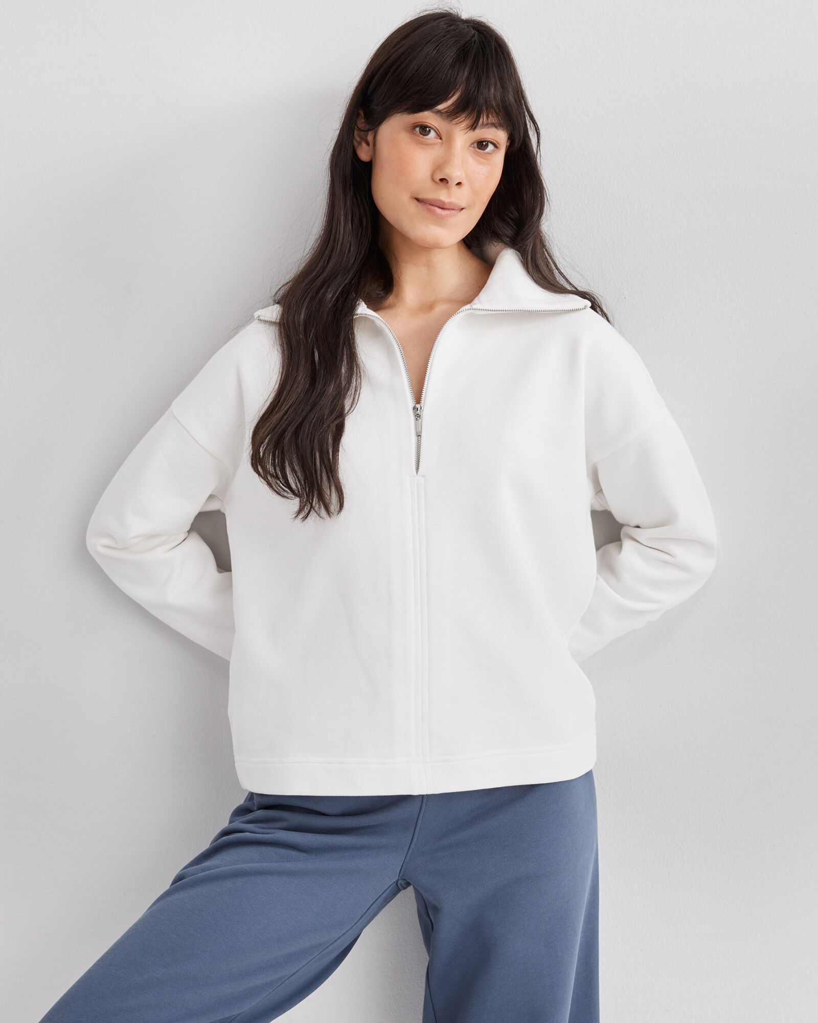 Organic Cotton French Terry Half Zip Top