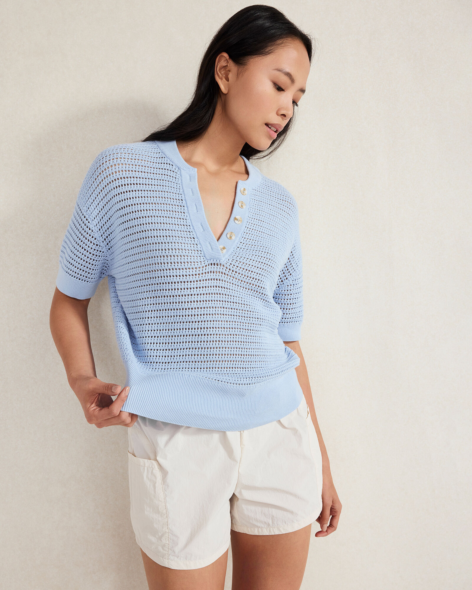 (取寄) バーリー レディース カリー ニット Varley women Callie Knit Cashmere Blue Varley Women's Callie Knit Top, Cashmere Blue, XS at Amazon