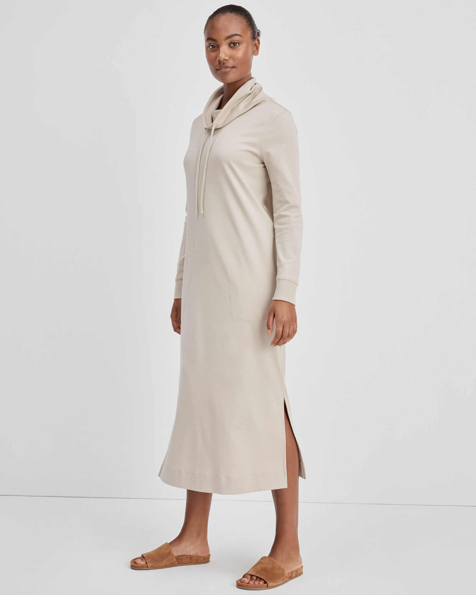 Organic Cotton Interlock Cowlneck Lounge Dress Haven Well Within