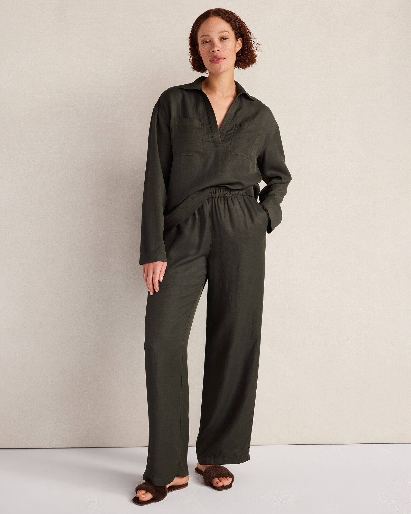 Viscose Linen Wide Leg Pants