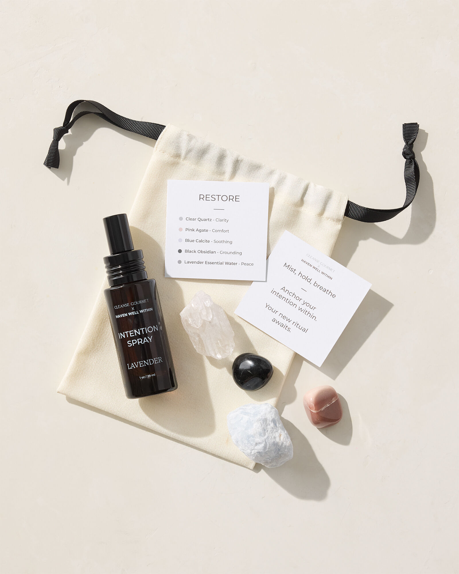 Cleanse Gourmet x Haven Well Within 'Restore' Intention Crystal Kit