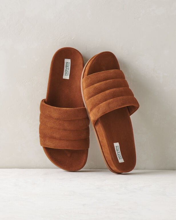 Quilted Suede Slides
