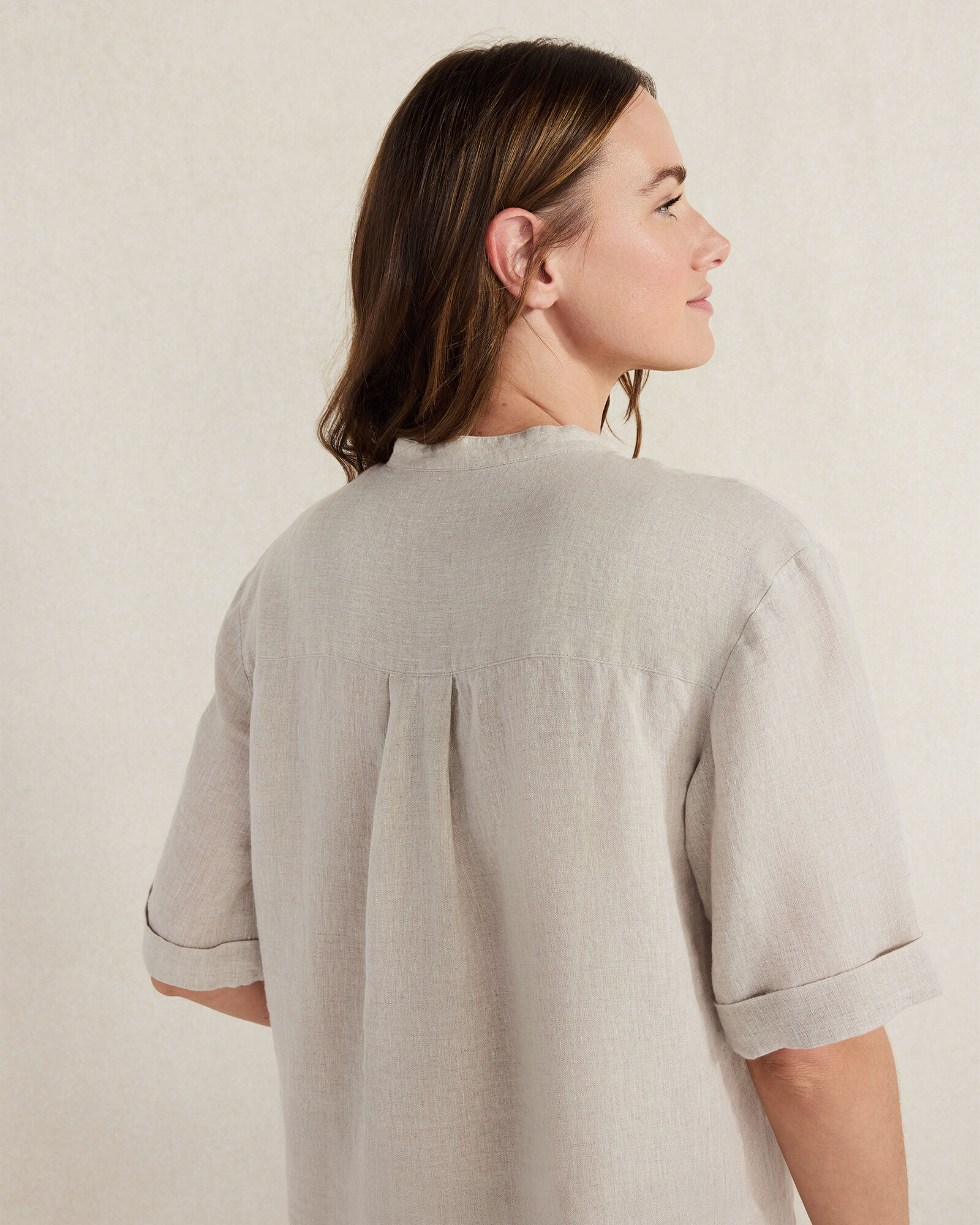 Linen Cuff Sleeve Top