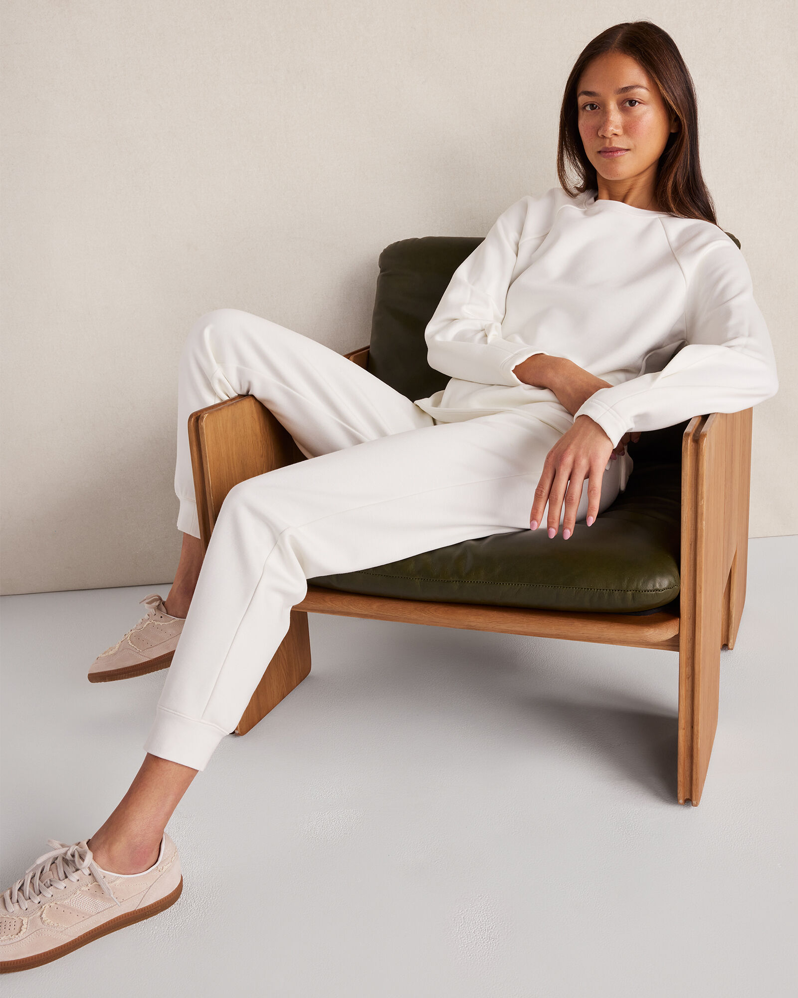 Soft-Brushed Fleece Pleated Crewneck