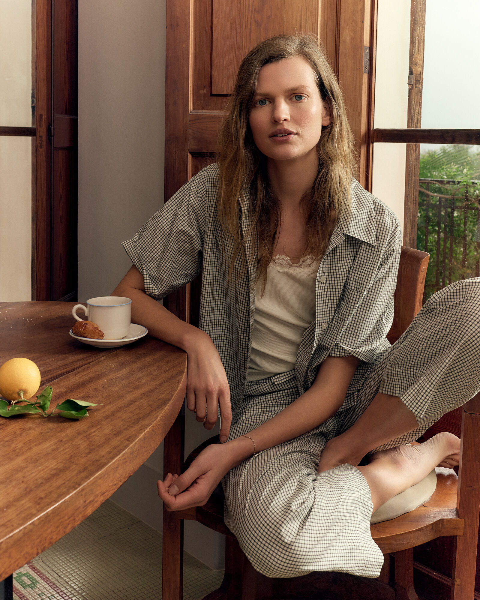 Organic Cotton Poplin Gingham Pajama Top