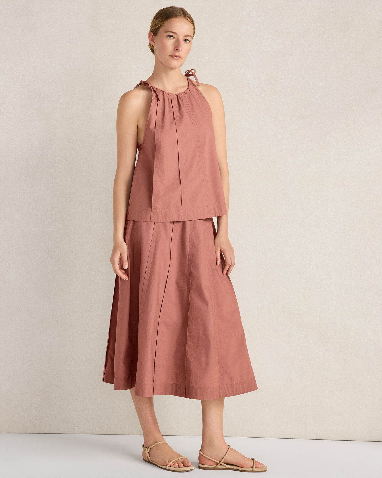 Organic Cotton Poplin High Neck Top