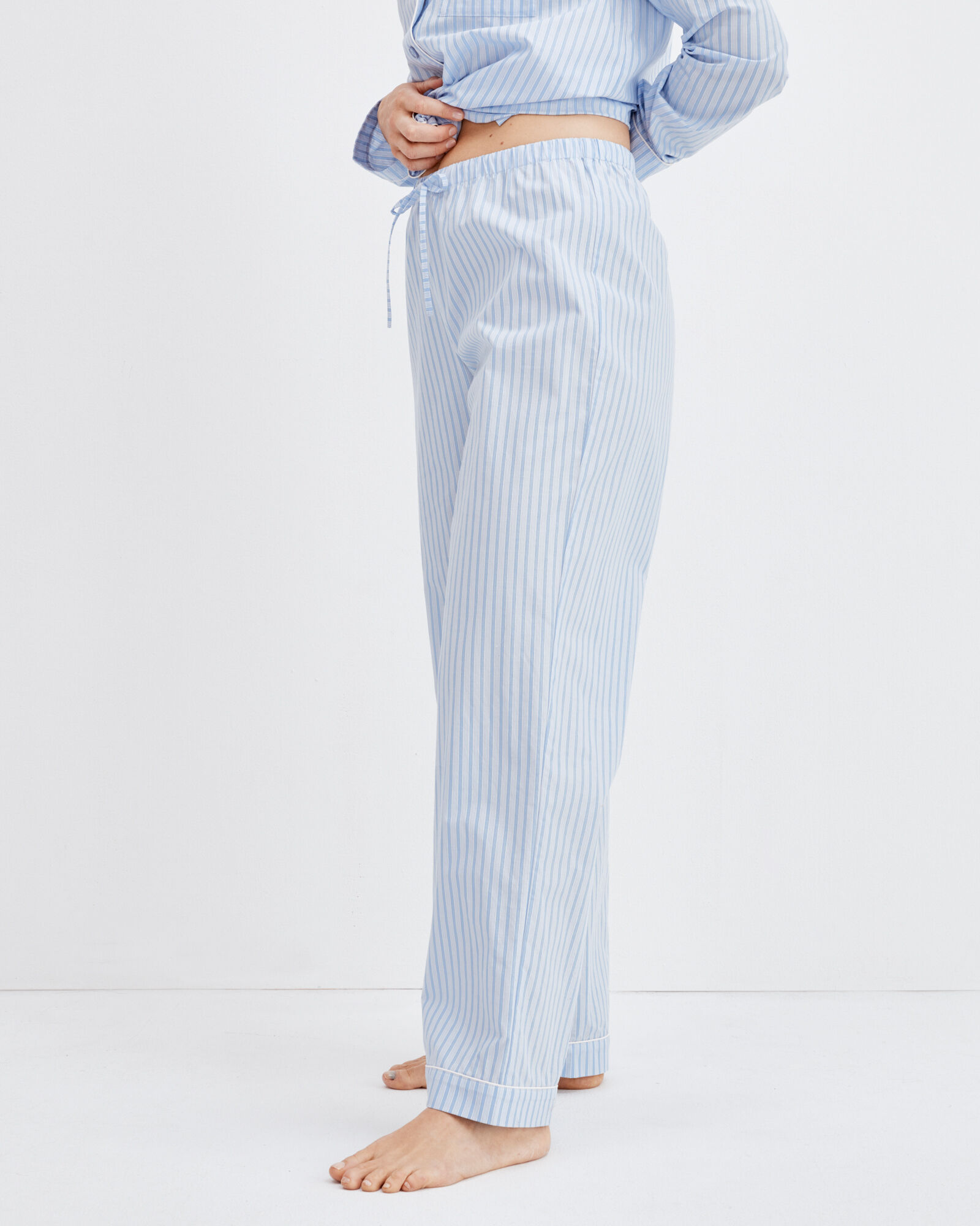 Organic Cotton Poplin Tonal Stripe Sleep Pants