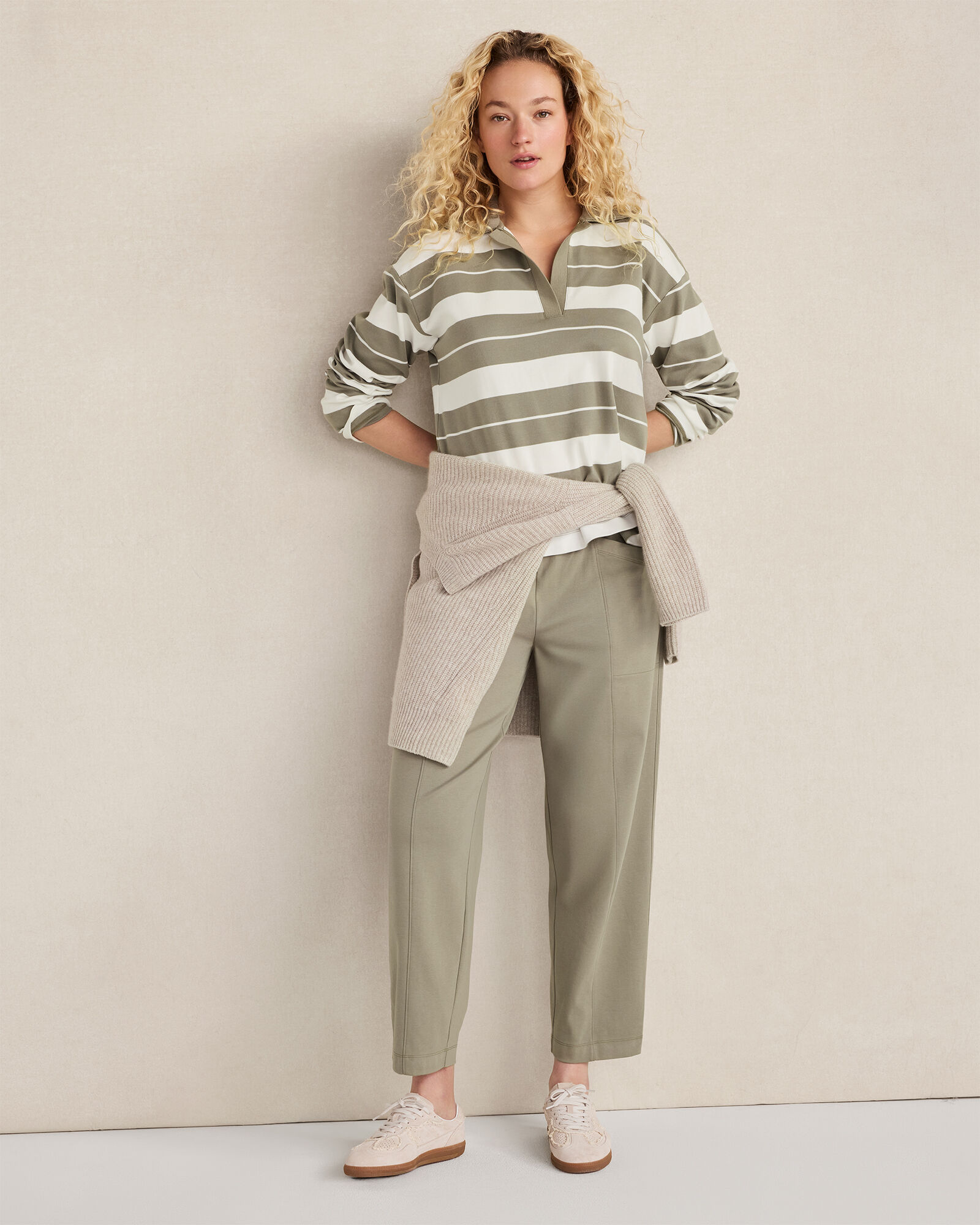 Organic Cotton Interlock Barrel Leg Pants
