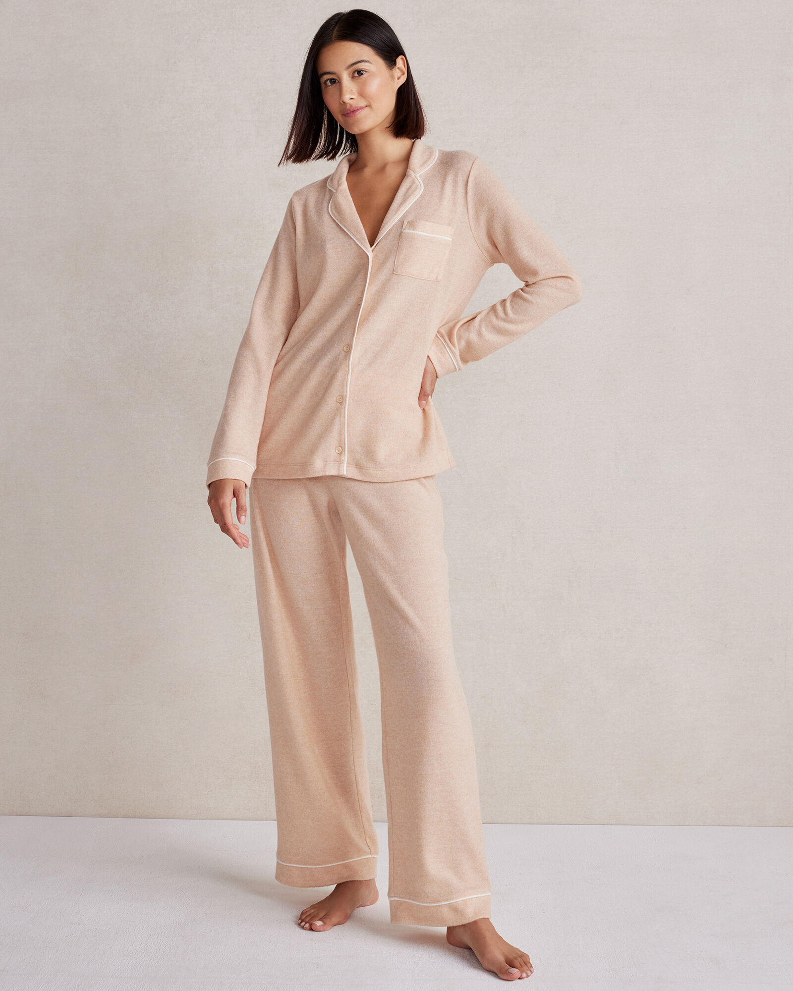 Marled Knit Drawstring Pajama Pants