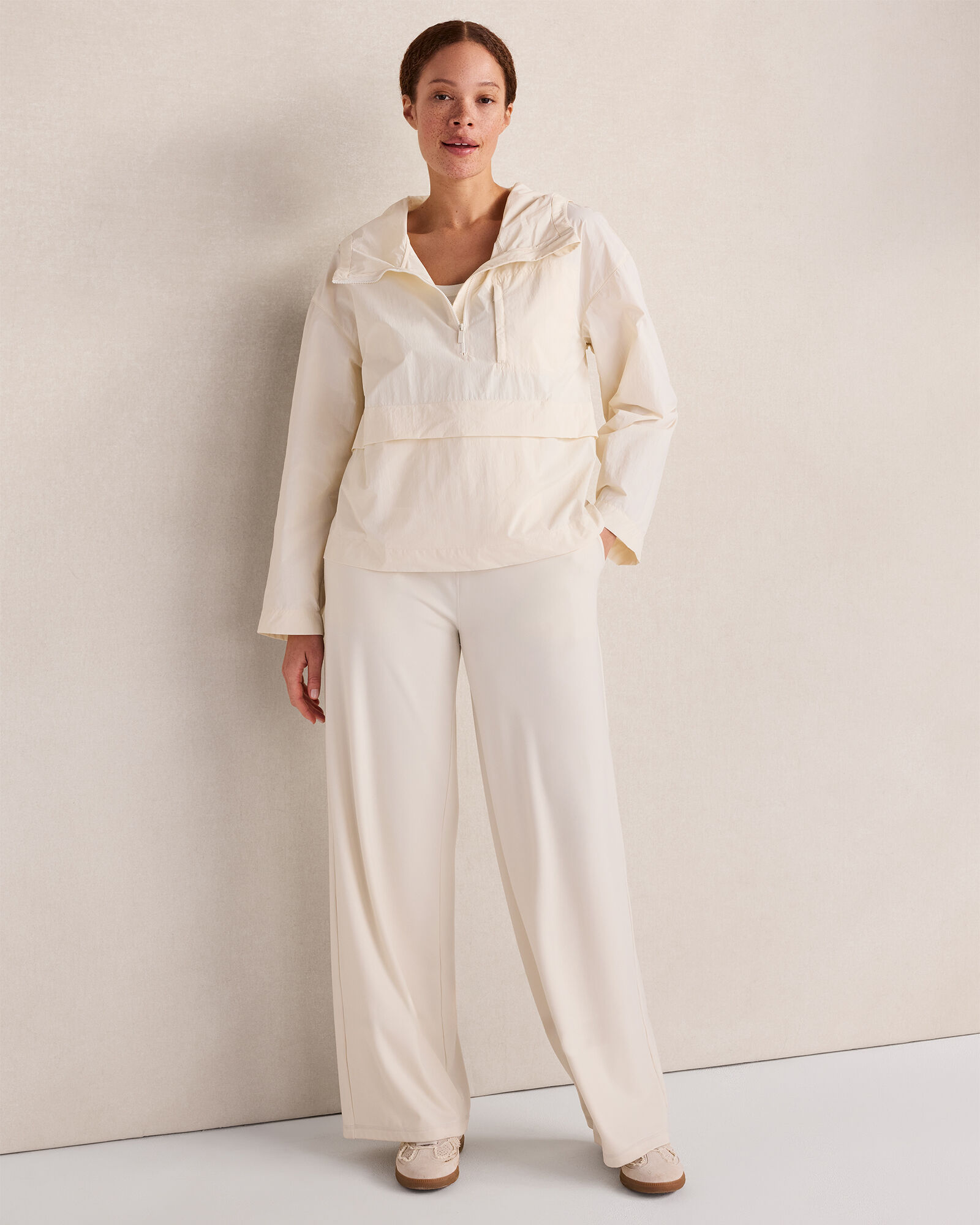 Crinkle Nylon Half-Zip Hooded Jacket