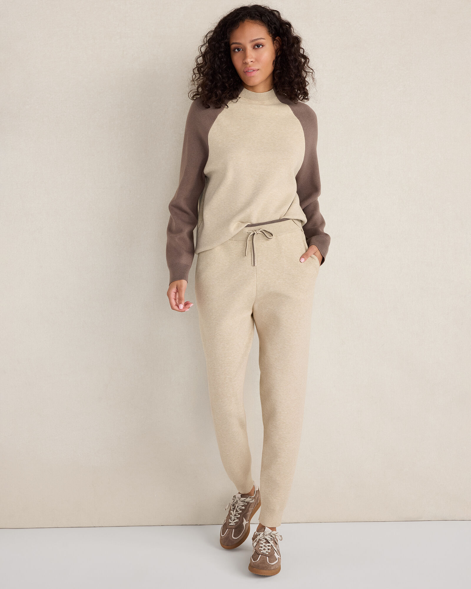 Viscose Blend Colorblock Crewneck