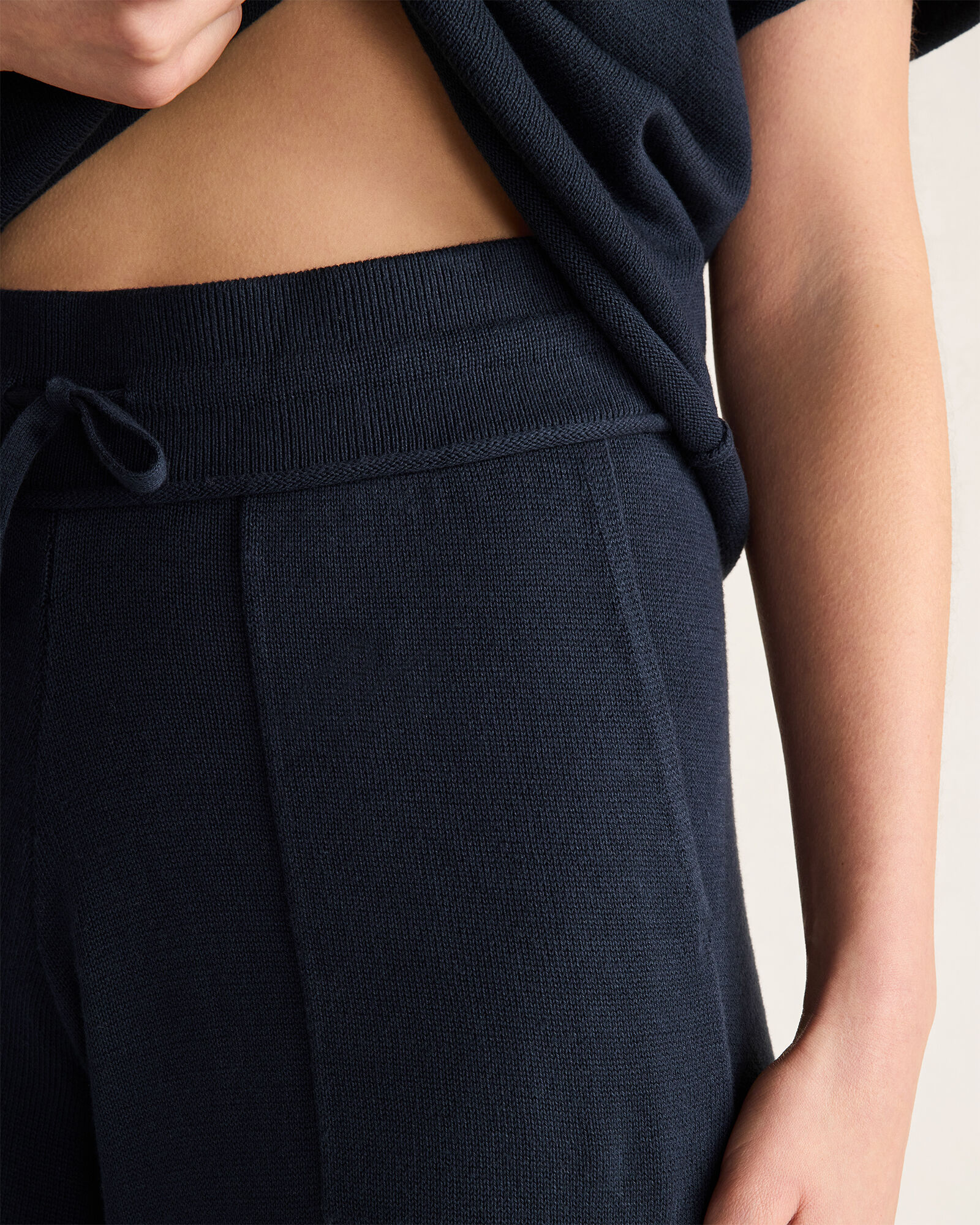 Cotton Knit Wide Leg Pants