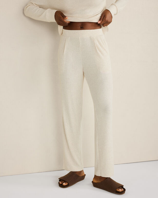 Brushed Rib Knit Tapered Pants